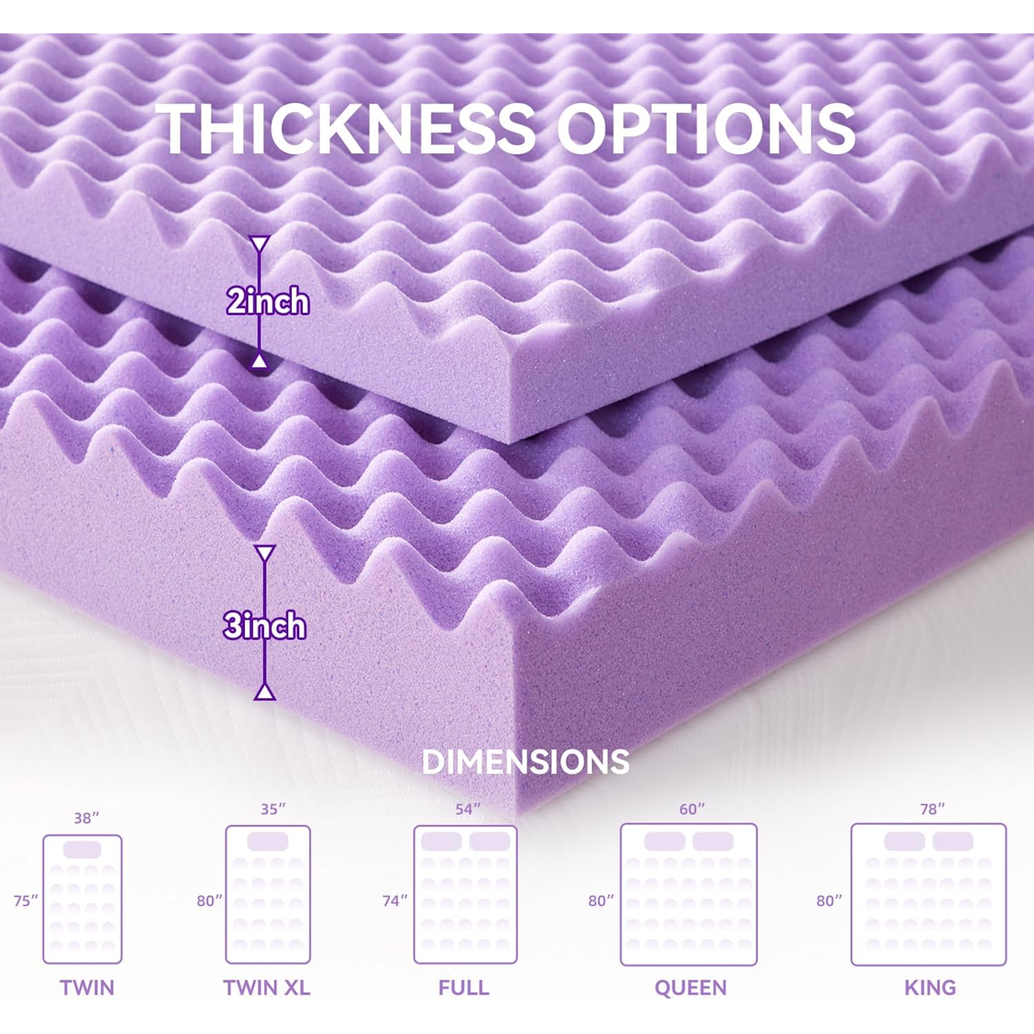 Sinweek 2 Inch Egg Crate Memory Foam Mattress Topper Twin Size, Soft Mattress Pad For Back Pain Relief, Bed Topper, Certipur-Us Certified