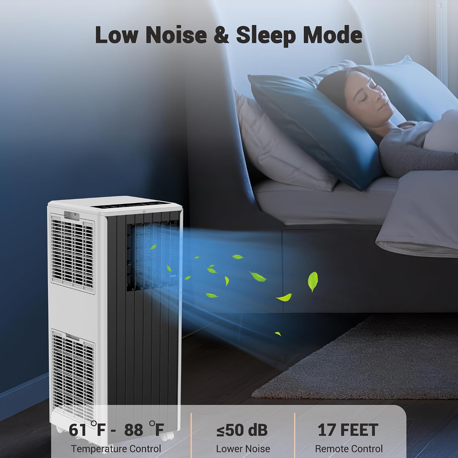 8,000 Btu Portable Air Conditioners, 4-In-1 Ac Unit With Cool, Fan, Dehumidifier & Sleep Mode, Up To 350 Sq.Ft, Quiet Operation, 24H & Remote Control For Bedroom, Living Room, Basement & Workshop