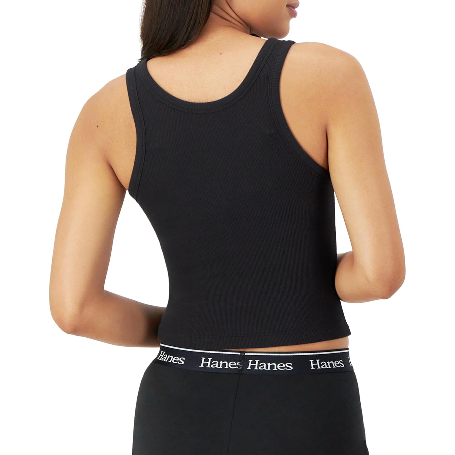 Hanes Women's Originals Rib Crop Tank Top 2-Pack, Comfywear Stretch Cotton Cropped Top