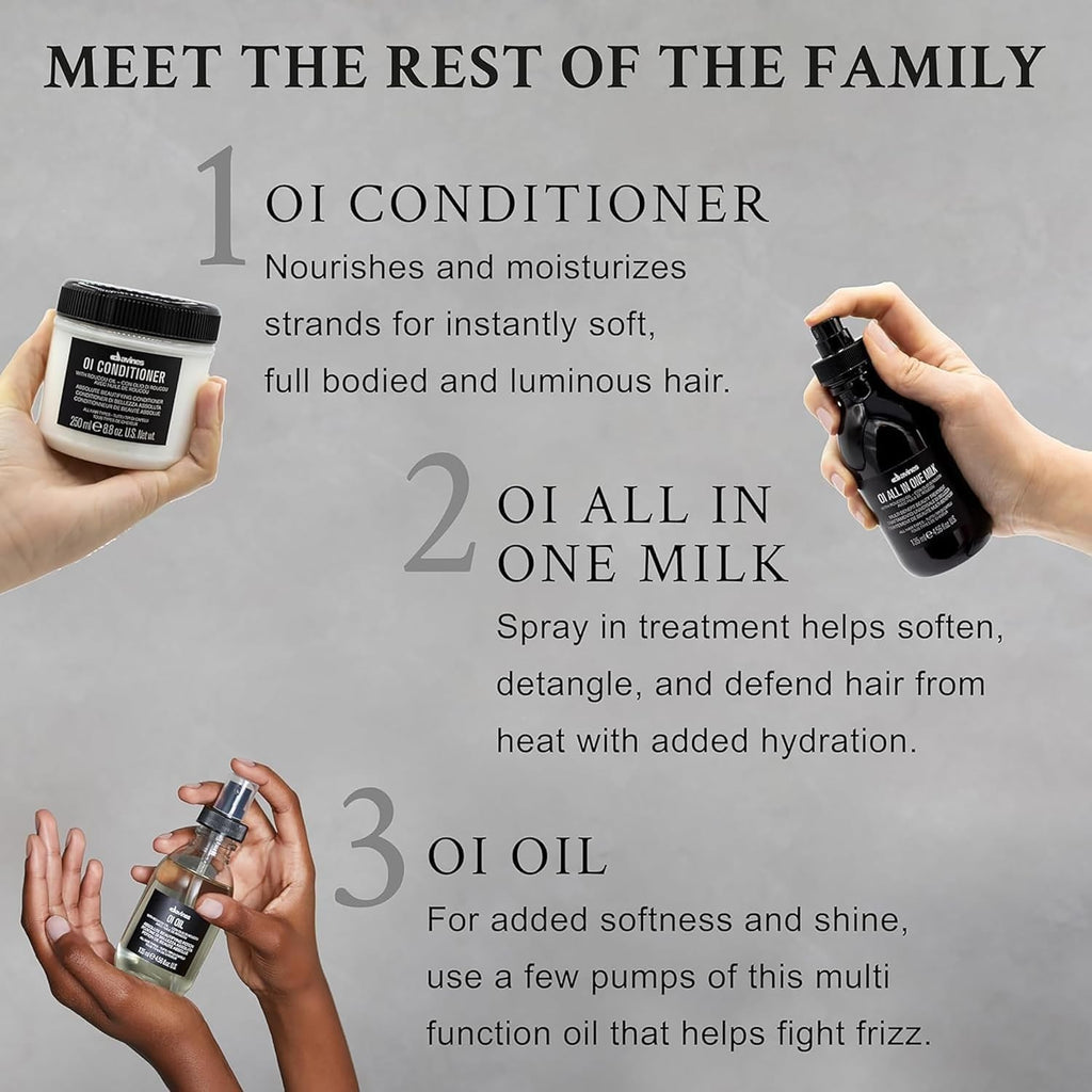 Davines Oi Conditioner, Rich Creamy Hydrating Conditioner For All Hair Types - Accelerates Drying, Protects Structure & Adds Shine With Antioxidant Roucou Oil - Softens & Detangles
