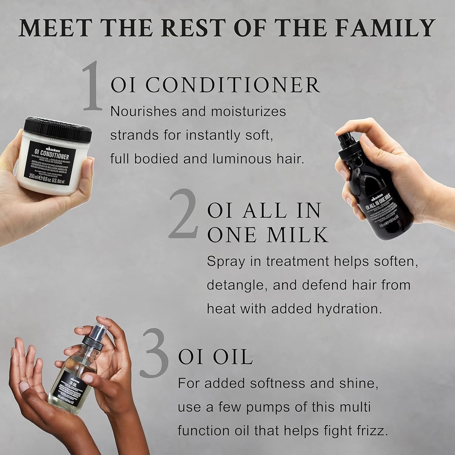 Davines Oi Conditioner, Rich Creamy Hydrating Conditioner For All Hair Types - Accelerates Drying, Protects Structure & Adds Shine With Antioxidant Roucou Oil - Softens & Detangles