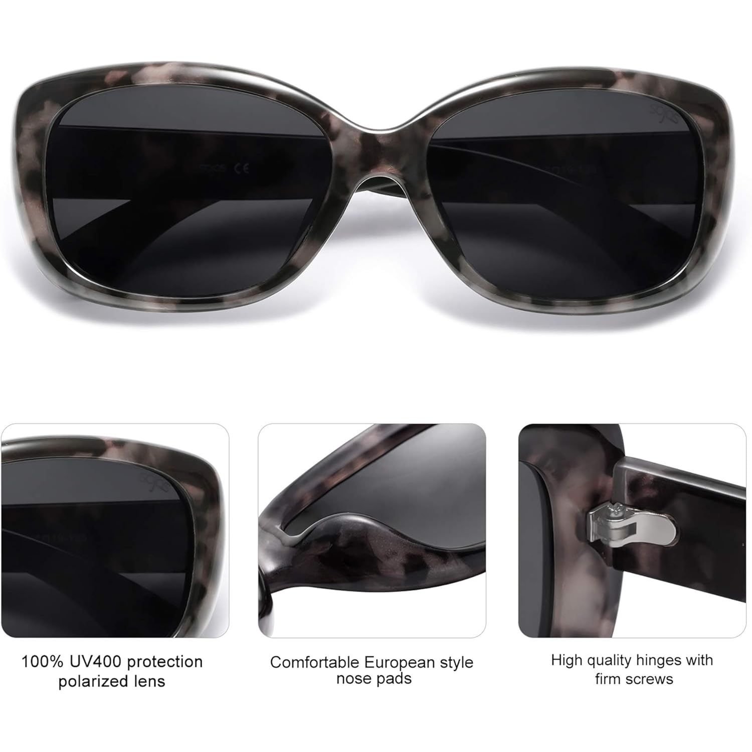 SOJOS Vintage Square Sunglasses for Women Polarized UV Protection Havana Frame SJ2111