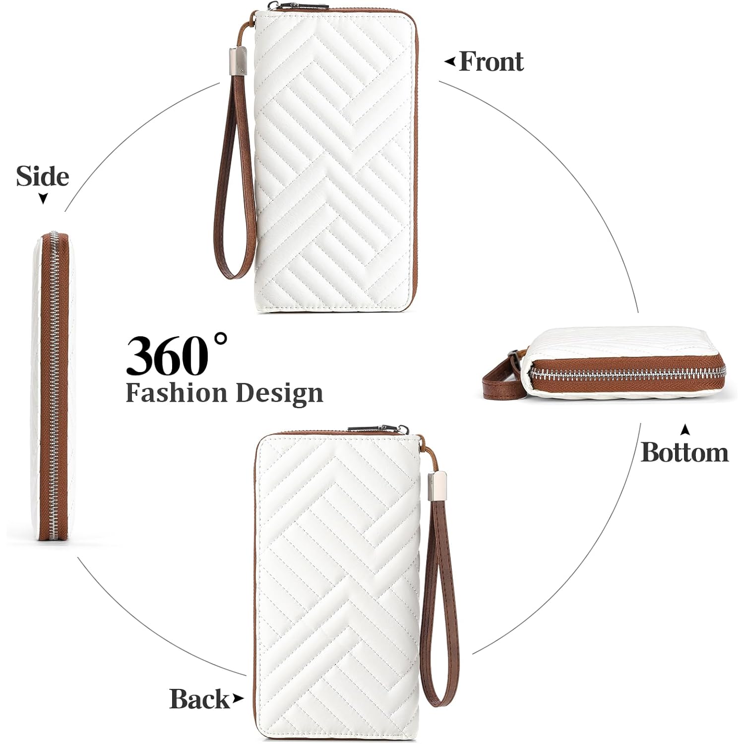 GOIACII Womens Wallet RFID Blocking Leather Large Capacity Long Purse Card Clutch Wristlet