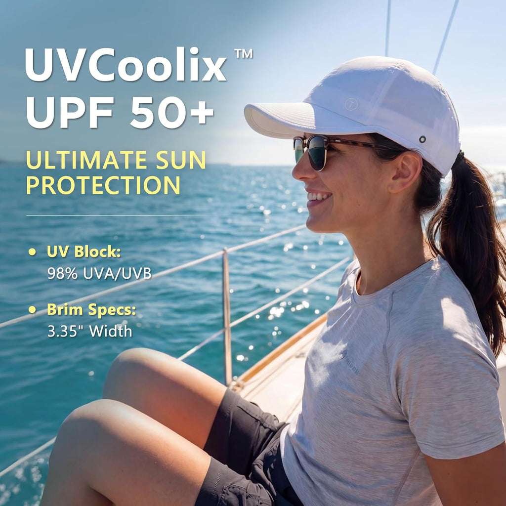 TOP-EX ChicPony™ UVCoolix Cooling UPF50+ Ponytail Thick Hair Womens Baseball Cap,Breathable Lightweight,Golf Running Sports White