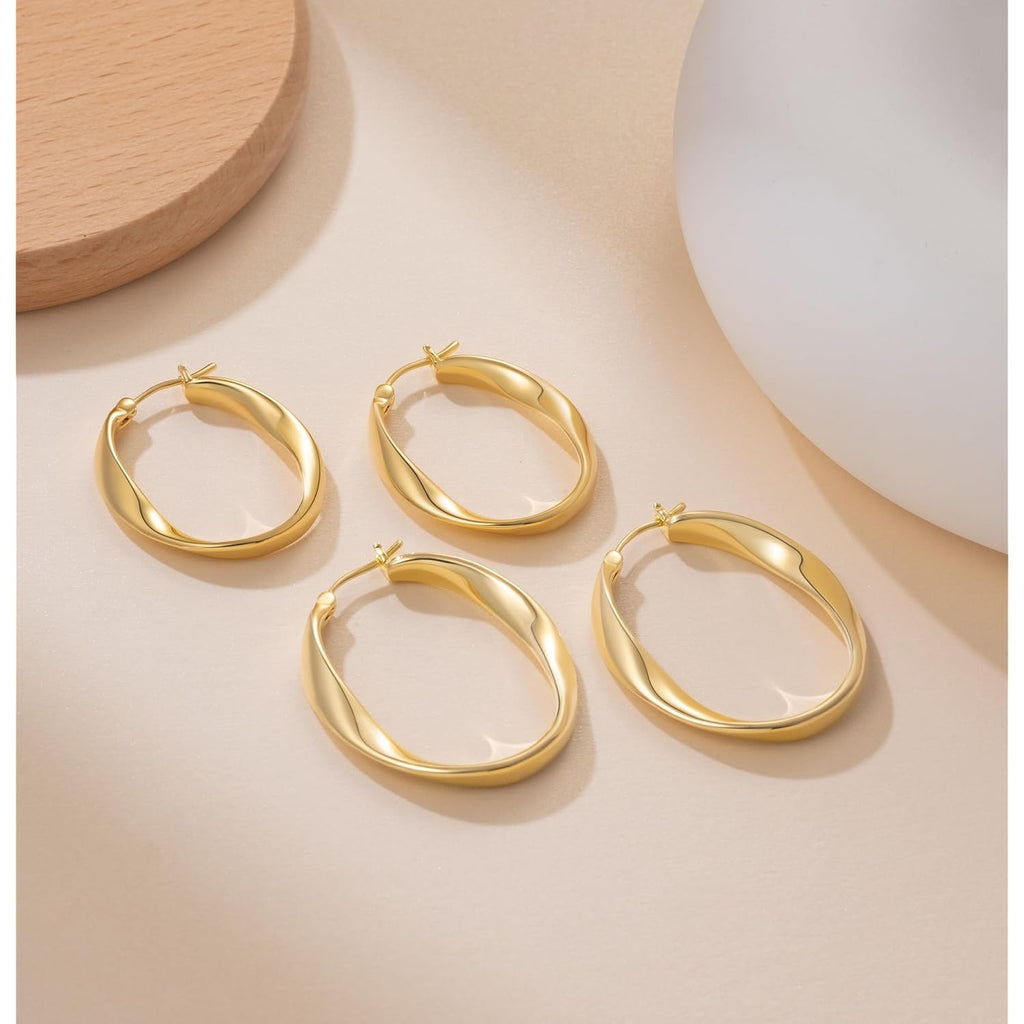Gold Hoops Earrings for Women 14K Gold Earrings for Women Hoops Earring for Womens Hoop Twisted Wave Hoop Earring for Womens