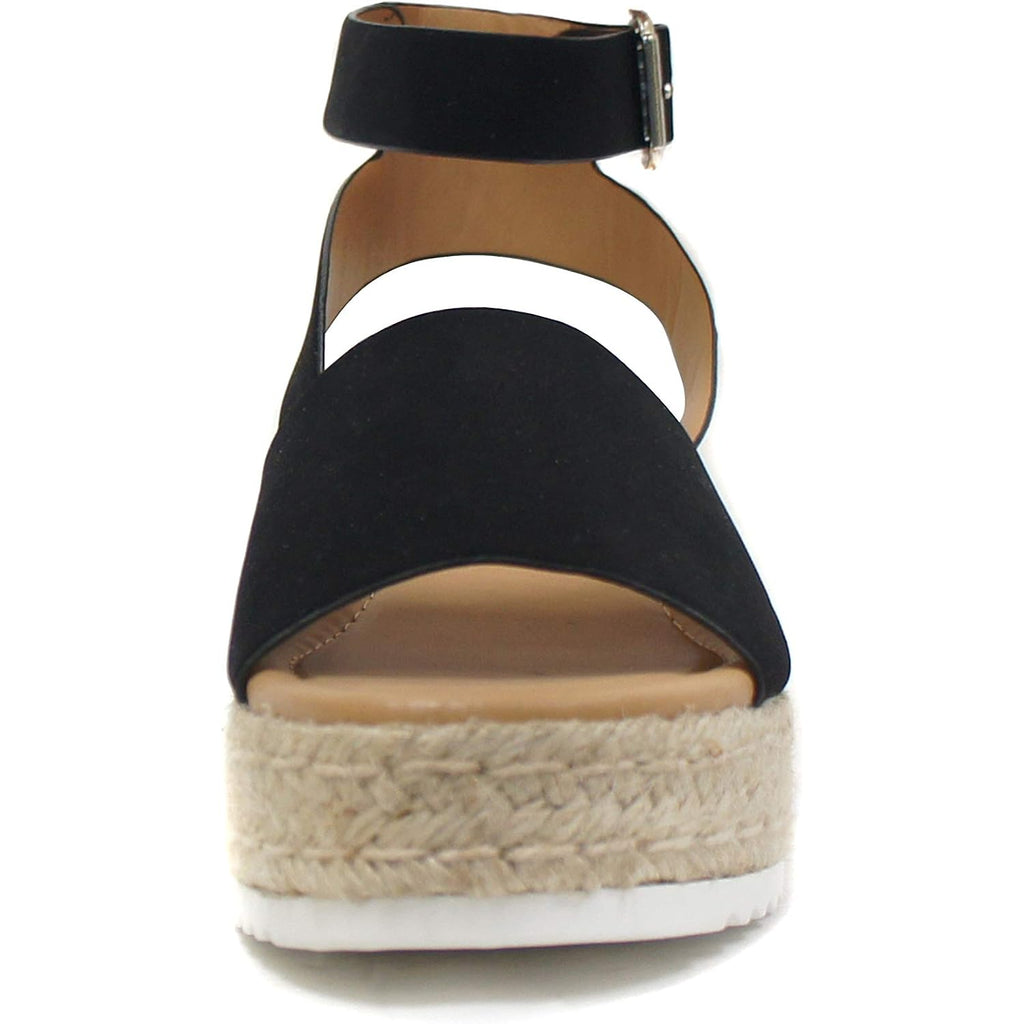 Soda Topic Open Toe Buckle Ankle Strap Espadrilles Flatform Wedge Casual Sandal