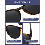 WOWSUN Retro Polarized Sunglasses Womens Trendy Round Classic Glasses 3 Pack: Black+brown Lens Leopard Frame+black Lens Leopard Frame