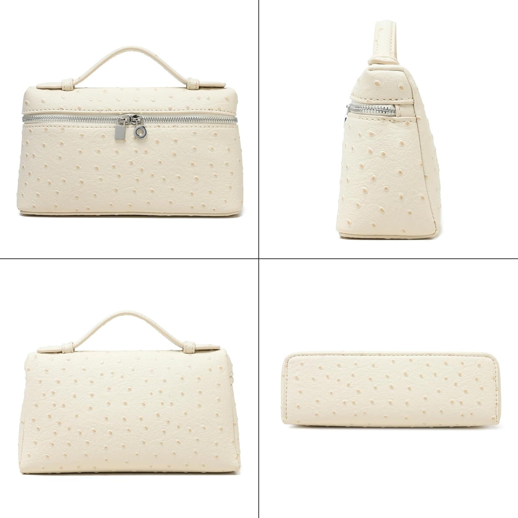 Crossbody Bag For Women Small Top-Handle Pouch Purse Shoulder Handbag Synthetic Ostrich Leather Gold Hardware