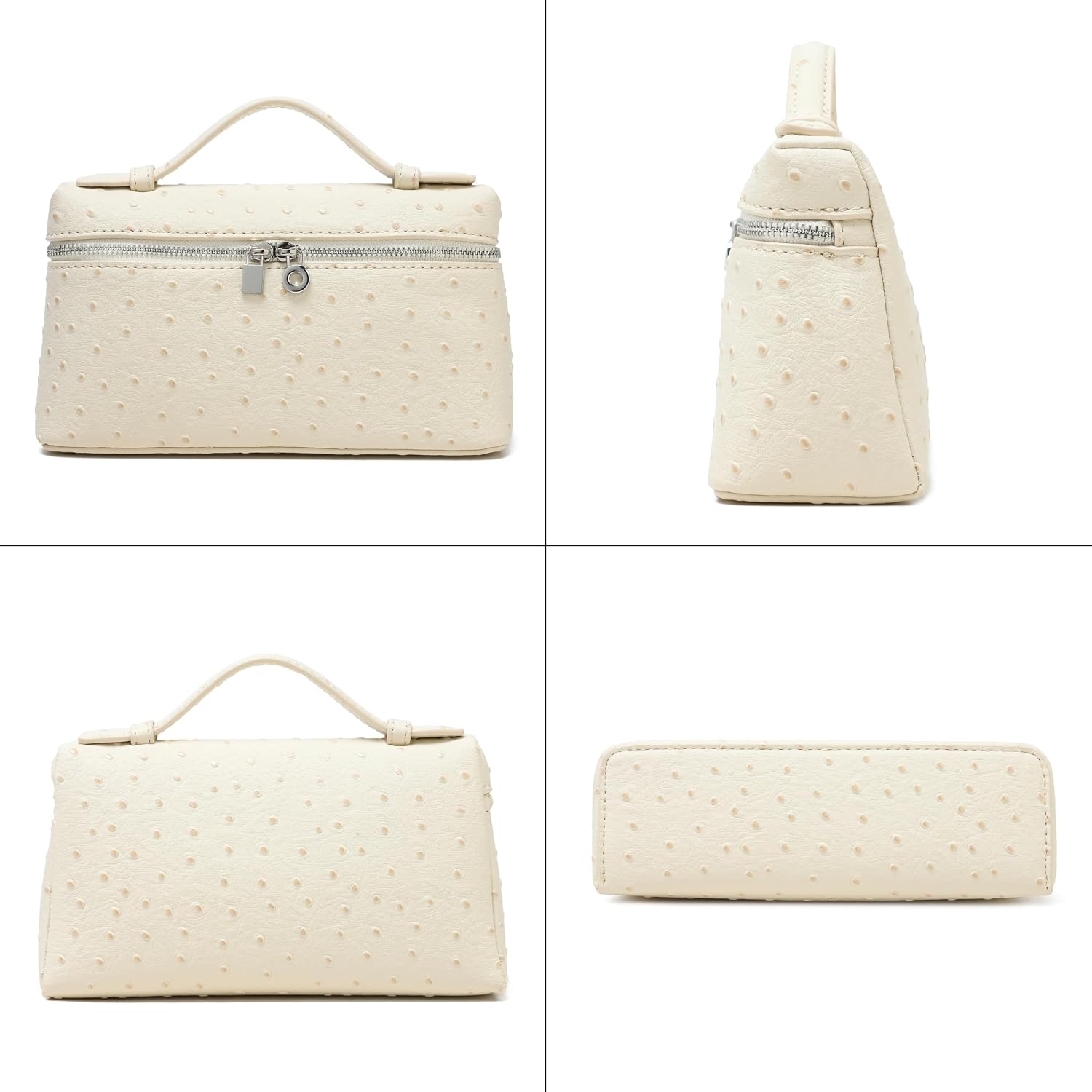 Crossbody Bag For Women Small Top-Handle Pouch Purse Shoulder Handbag Synthetic Ostrich Leather Gold Hardware