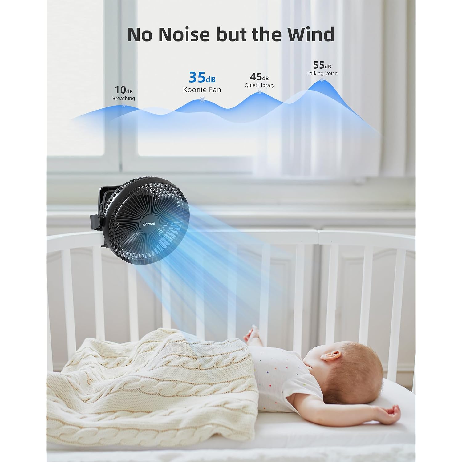 Koonie 8" Clip On Fan, 10000Mah Rechargeable Battery, Strong Airflow | 4 Speeds, Sturdy Clamp, Ideal Portable Usb Desk Fan For Office, Golf Cart, Camping, Travel, Tent, Outdoor, Treadmill & Gym