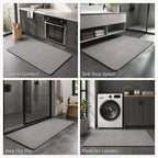 Montvoo -Bath Mat-Rubber Backing Non Slipthin Bathroom Rugs Fit Under Door- Quick Dry Absorbent Faux Suede Surface Grey Bathroom Floor Mats-Shower Rug For In Front Of Bathtub Shower Gray 16X24