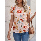 Cicy Bell Womens Summer Floral T-Shirts Short Sleeve Crew Neck Trendy Casual Tops Loose Fit Tees