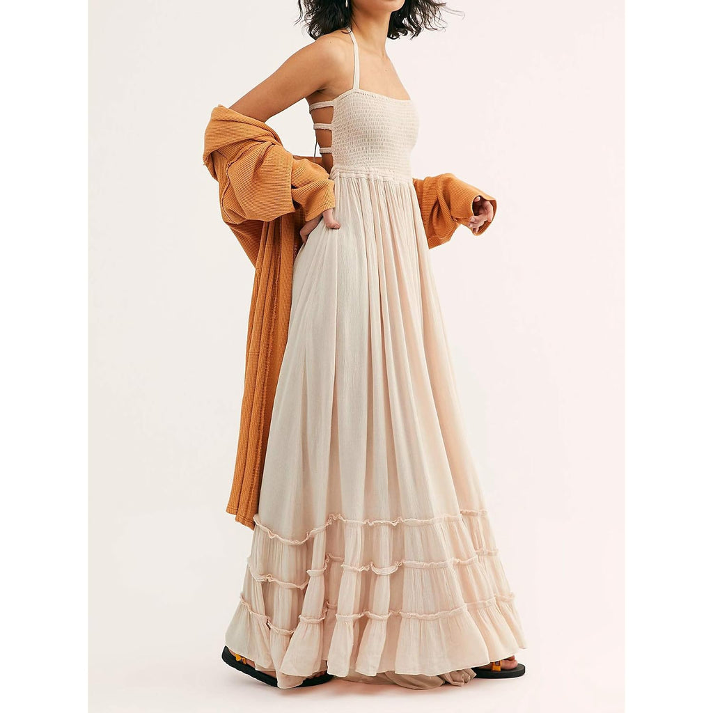 R.Vivimos Womens Summer Boho Sexy Backless Long Dresses