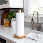 Kitchlife Wooden Paper Towel Holder Countertop - Solid Freestanding Paper Towel Dispenser Stand With Anti-Skid Base