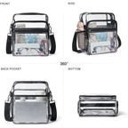 Clear Bag For Stadium Events 12X6X12 Clear Purse With 3-Zipper Pockets Crossbody Handbag Tote For Concerts Sports