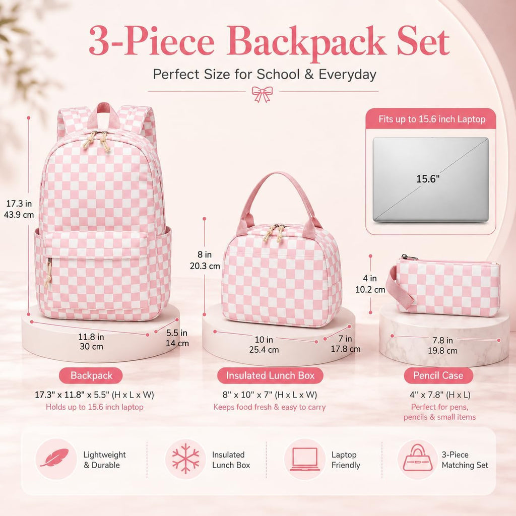 Ledaou Backpack For Girls School Bag Kids Bookbag Teen Backpack Set Daypack With Lunch Bag And Pencil Case | Kids