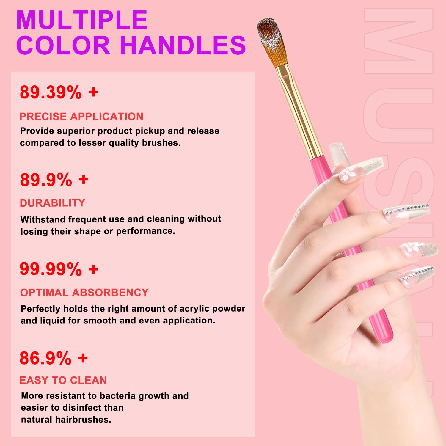 MUSILAN Nail Art Brushes Set,10pcs Nail Art Tool Set Nail Art Design Pen Painting Tools Fingernail Brush Nail Cleaning Brush for Acrylic Application Acrylic Powder 3D Nail Carving Nail Art Brushes Set