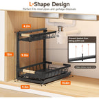 Sevenblue 2 Packs Under Sink Organizer, Height Adjustable 2 Tier Under Kitchen Sink Organizer, Multi-Purpose Storage Shelf for Kitchen Bathroom Cabinet