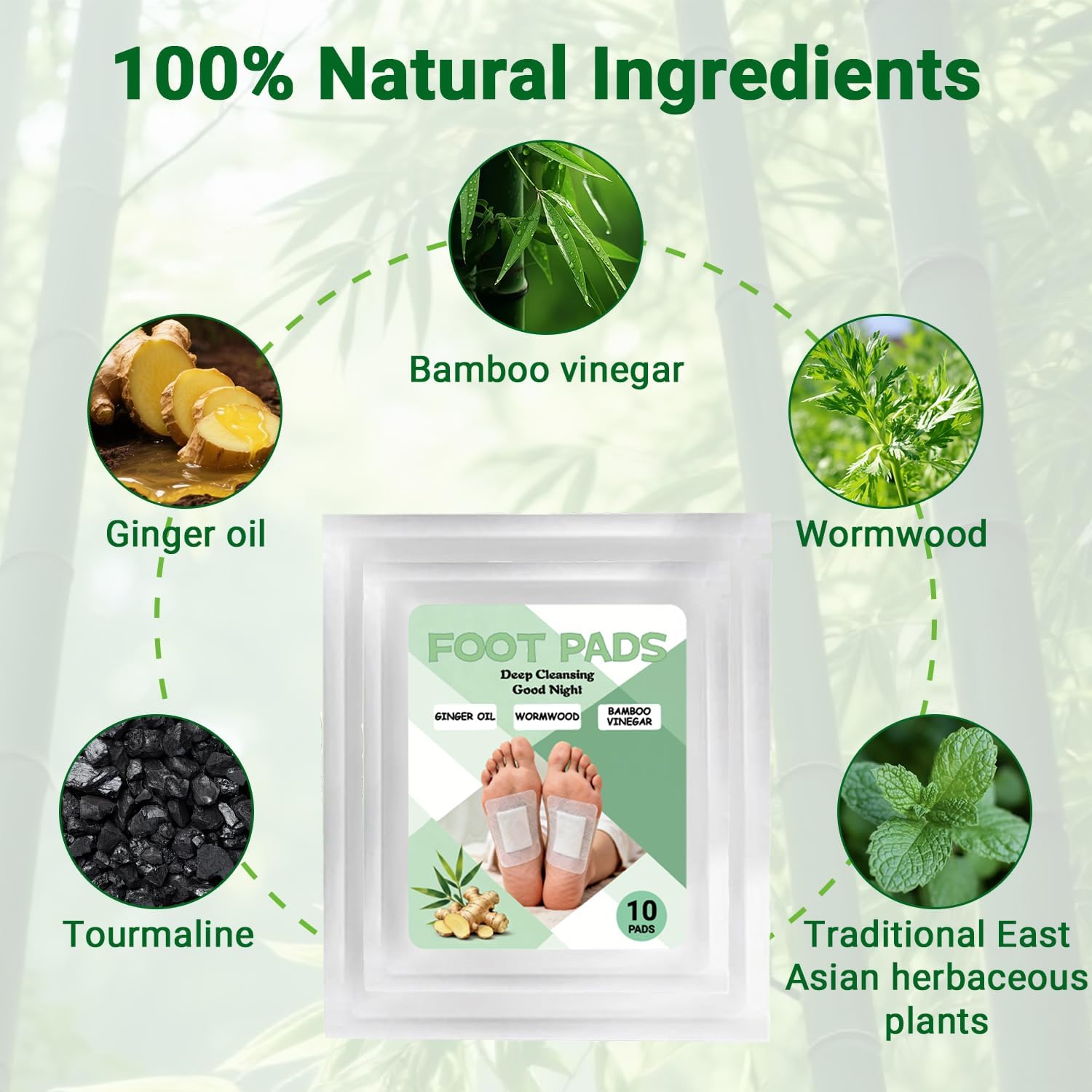 Deep Cleansing Foot Patches, Natural Ingredients for Food Care, Bamboo Vinegar & Ginger Oil, Goodnight Foot Pads, Helps Reduce Foot Odor, Sleep Better, Remove Tension, Fragrance-Free Type, 30 Pieces