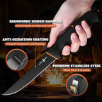 Butcher Knife Set - Non-Slip Skinning Knife Set With Roll Bag, Professional Game Processing Knives Sets - Butcher & Skinning Boning Knives With German Stainless Steel, Gift For Men