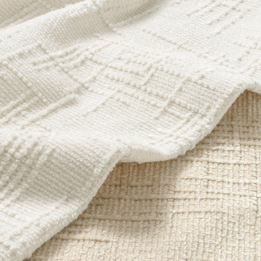 Miulee Textured Throw Pillow Covers Thick Chenille Decorative Pillows Cream White 18X18 Inch Set Of 2 Modern Boho Farmhouse Home Decor Neutral Cushion Covers For Couch Sofa Living Room Bedroom