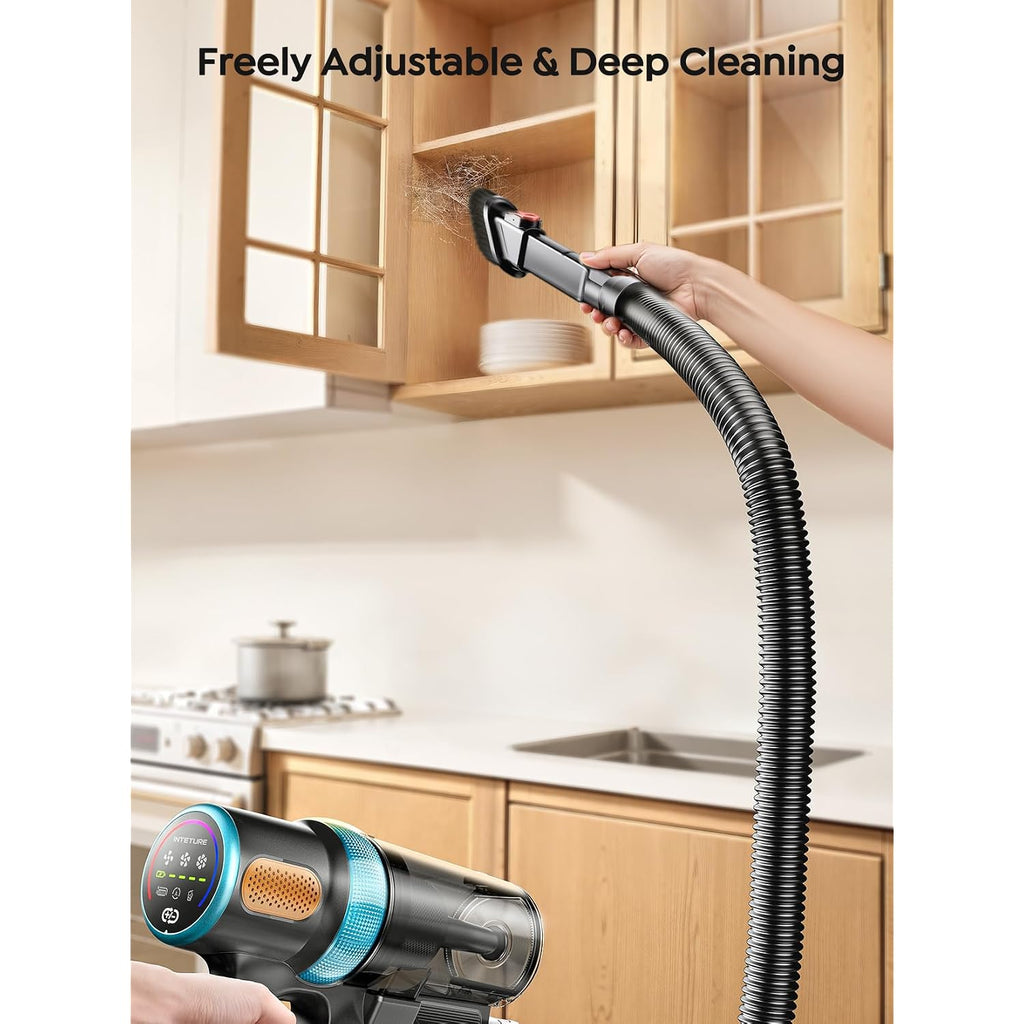 Cordless Vacuum Cleaner, 650W 55Kpa 70Mins Vacuum Cleaners For Home, Upgraded Stick Vacuum With 3.3Ft Extendable Hose, Led Touch Screen, Wall Charging Station, Auto Mode For Carpet Pet Hair Hard Floor