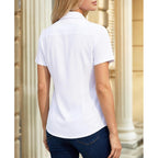 Button Down Shirts For Women Short Sleeve Dress Shirt Stretch Wrinkle Free Business Casual Office Blouse Work Tops