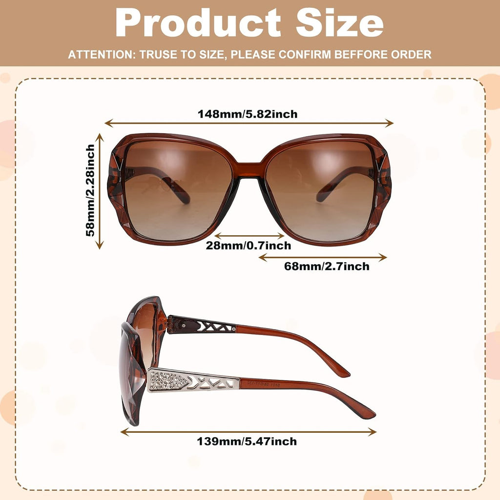 DragonflyDreams 4 Pcs Women Large Sunglasses, UV 400 Glasses Oversized Classic Trend Ladies Sunglasses Sparkling Large Frame Multi