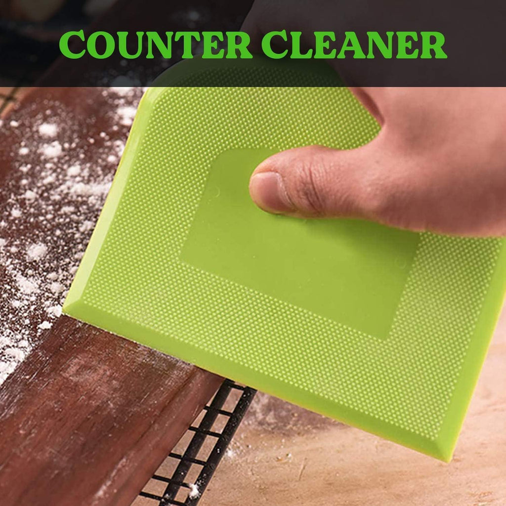 Surdoca Dough Scraper Bench Scraper - 3P 4.7X3.7" Plastic Flexible Bowl Scraper, Sharp Edge & Angles Cake Scraper. Non-Slip Bakeware Decorating Tools Sculpting & Modeling Tools - Green+White+Green
