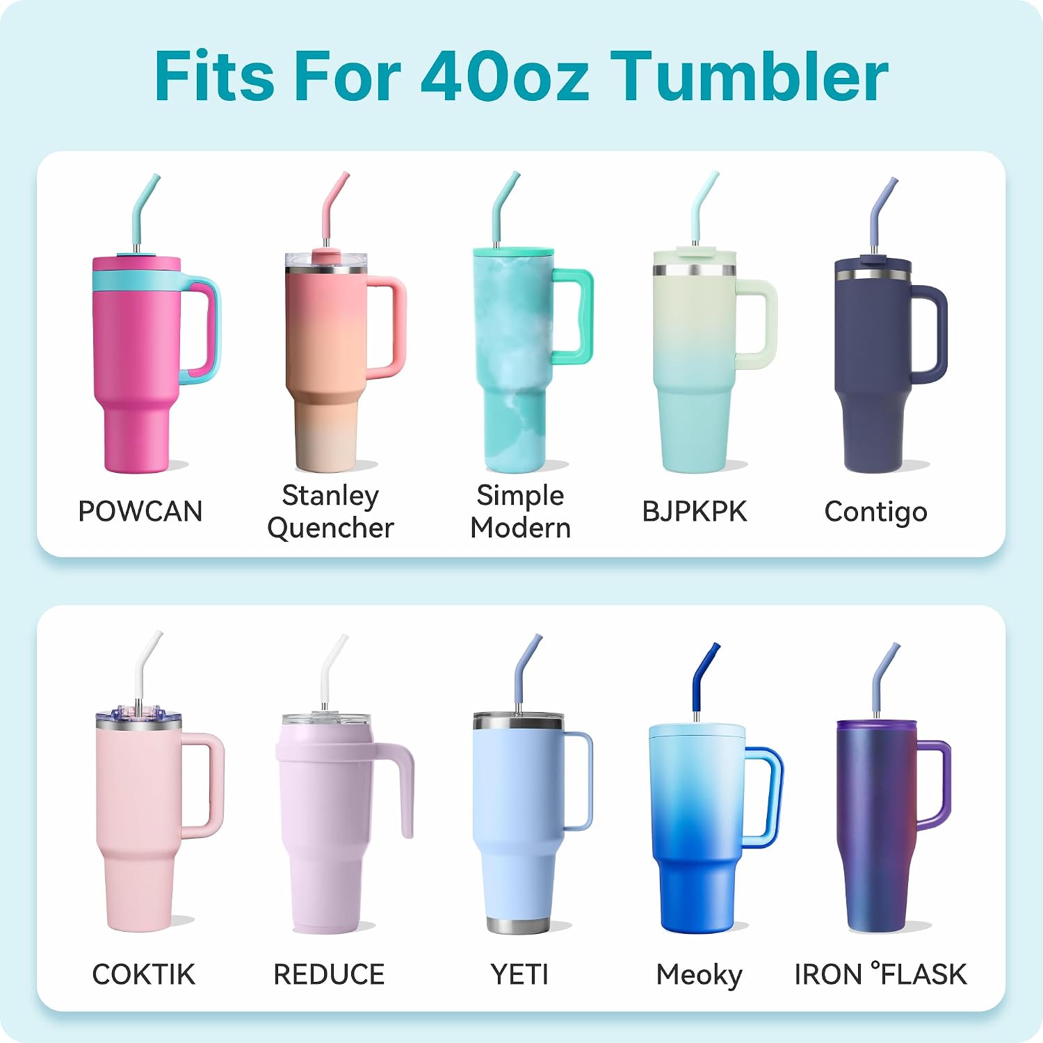 40 Oz Straight Metal Straws For 40 Oz Stanley Tumbler | 6 Pcs Stainless Steel Reusable Drinking Straw With Colourful Silicone Tips,Straw For Glass Cups, Bpa Free