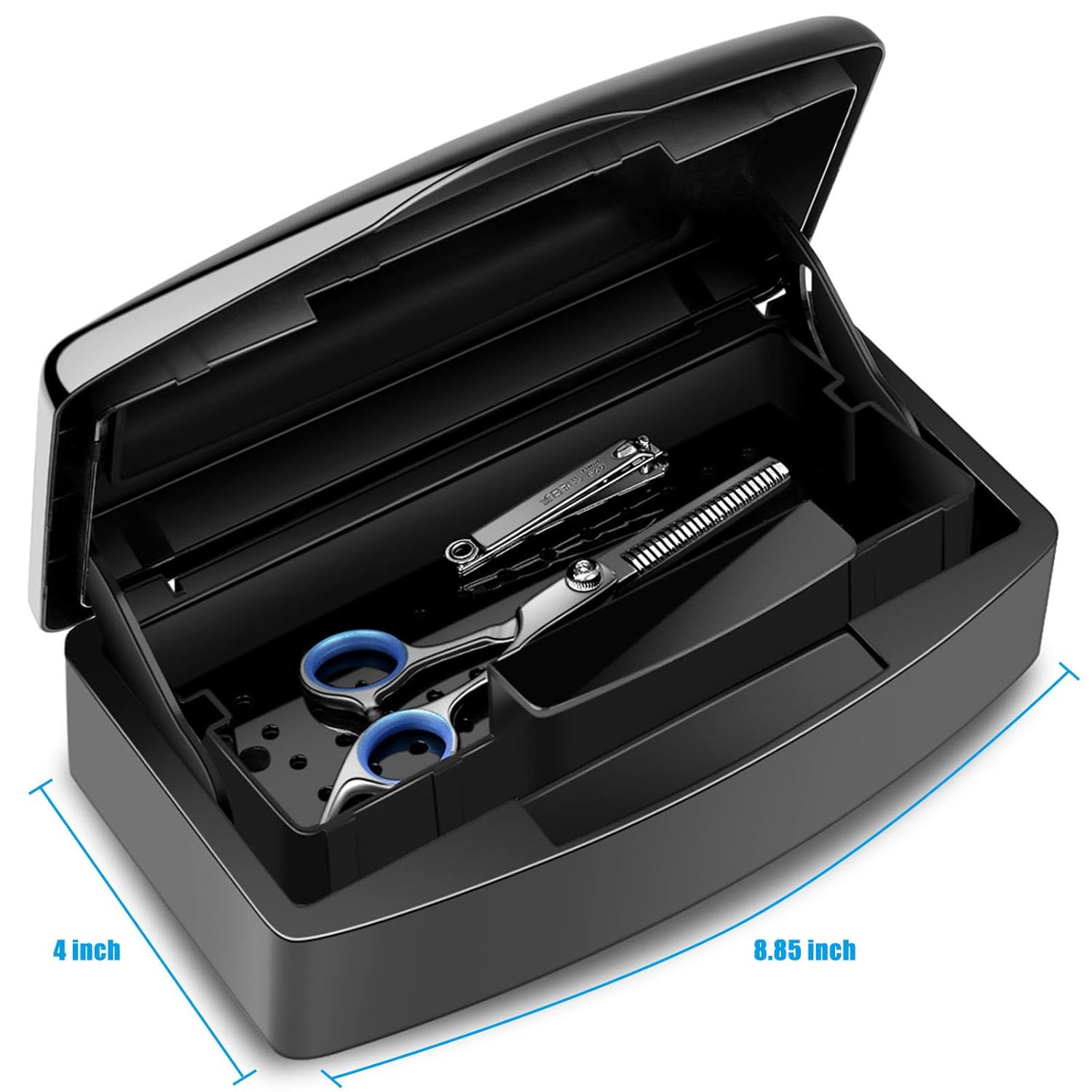 Nail Tool Sterilizer Box,Plastic Sterilizing Tray,The Disinfection Box for Nail Art Tools is Applicable to Nail Art Tools, Tweezers, Hair Salons, Spas and Manicure Equipment-Black