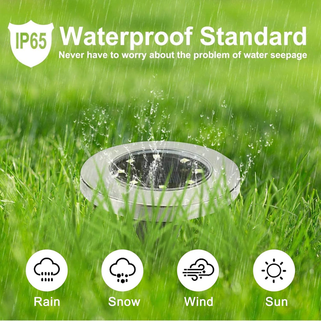4.6 Inch Diameter Solar Ground Lights, Waterproof Solar Garden Lights, Outdoor Garden Waterproof Bright In-Ground Light, Landscape Lighting For Pathway,Yard,Lawn,Patio,Walkway (12 Pack Warm Light)