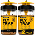 Outdoor Fly Trap [Set Of 2] Fly Traps With Dissolvable Non-Toxic Bait - Fly Repellent For Outdoor Use Only - Controls Flies For Patios, Barns, Ranches Etc. Hanging Fly Traps With Tie Included