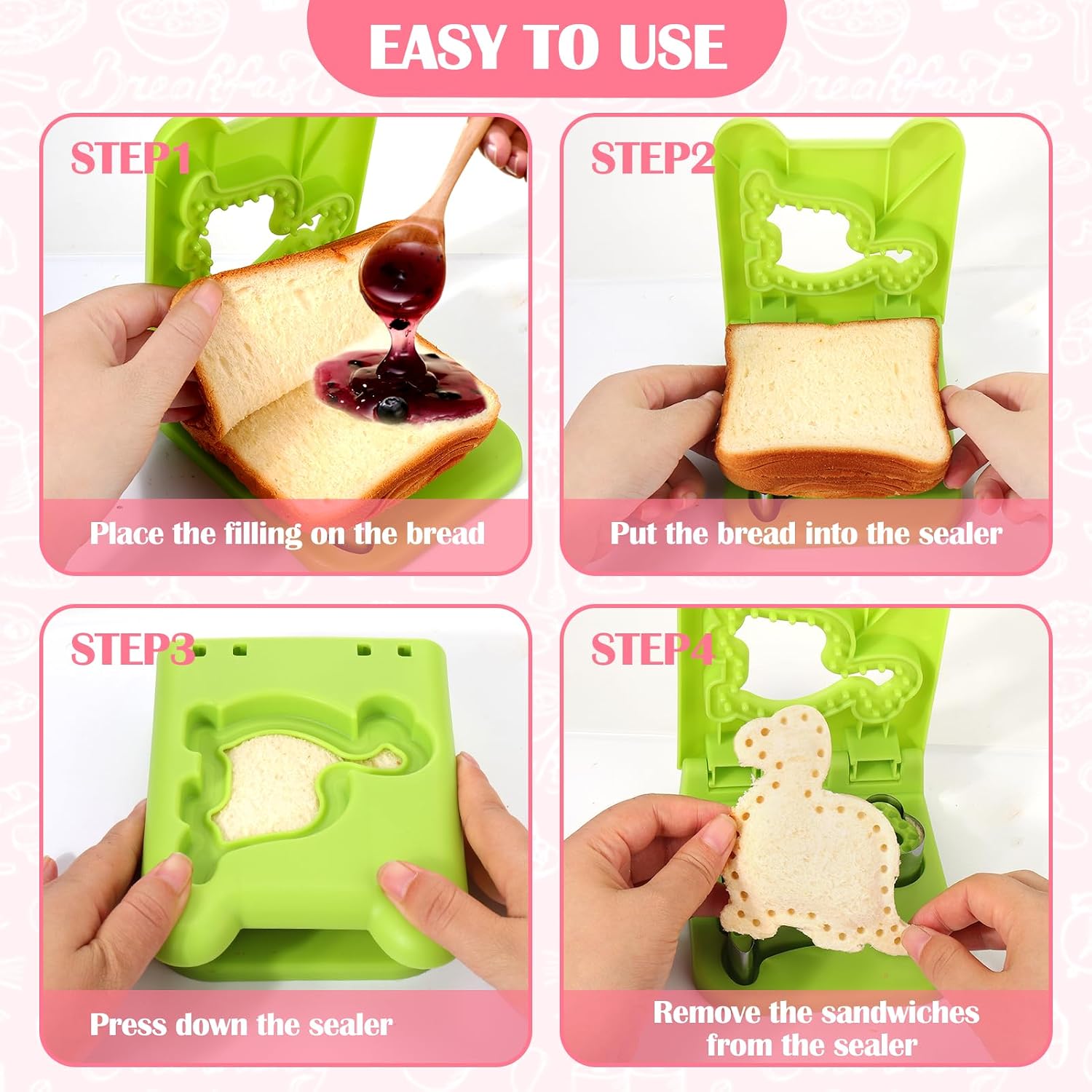 2Pcs Sandwich Maker,Sandwich Cutters For Kids Lunch,Crustless Breakfast Sandwich Cutter And Sealer Set Great For Children Boys Girls Lunchbox And Bento Box For Autumn School Start Season