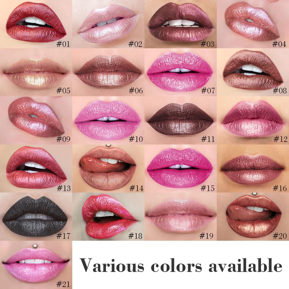 Kaely 2-In-1 Mauve Metallic Lipstick And Lip Liner Makeup, Shimmer Liquid Metallic Lipsticks For Women, Glitter Lip Gloss Stain Long Lasting Waterproof Smudge Proof 24 Hour, Vegan & Cruelty-Free, 16
