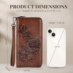 Womens Wallet Rfid Embossed Vegan Leather Multi Card Slots Wallets Large Capacity Wristlet Travel Purse for Women