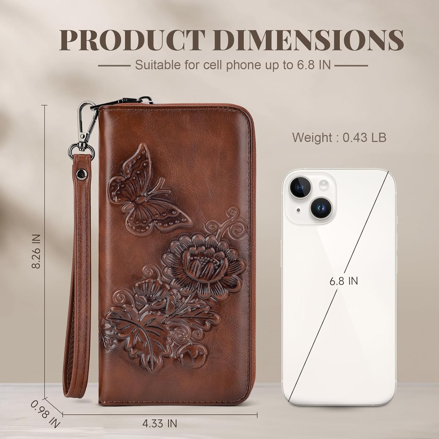 Womens Wallet Rfid Embossed Vegan Leather Multi Card Slots Wallets Large Capacity Wristlet Travel Purse for Women