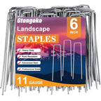 120 Pack Landscape Staples 6 Inch, 11 Gauge Heavy Duty Galvanized Garden Stakes For Weed Barrier Fabric, Ground Cover, Artificial Turf, Sod, Netting And Irrigation Hose