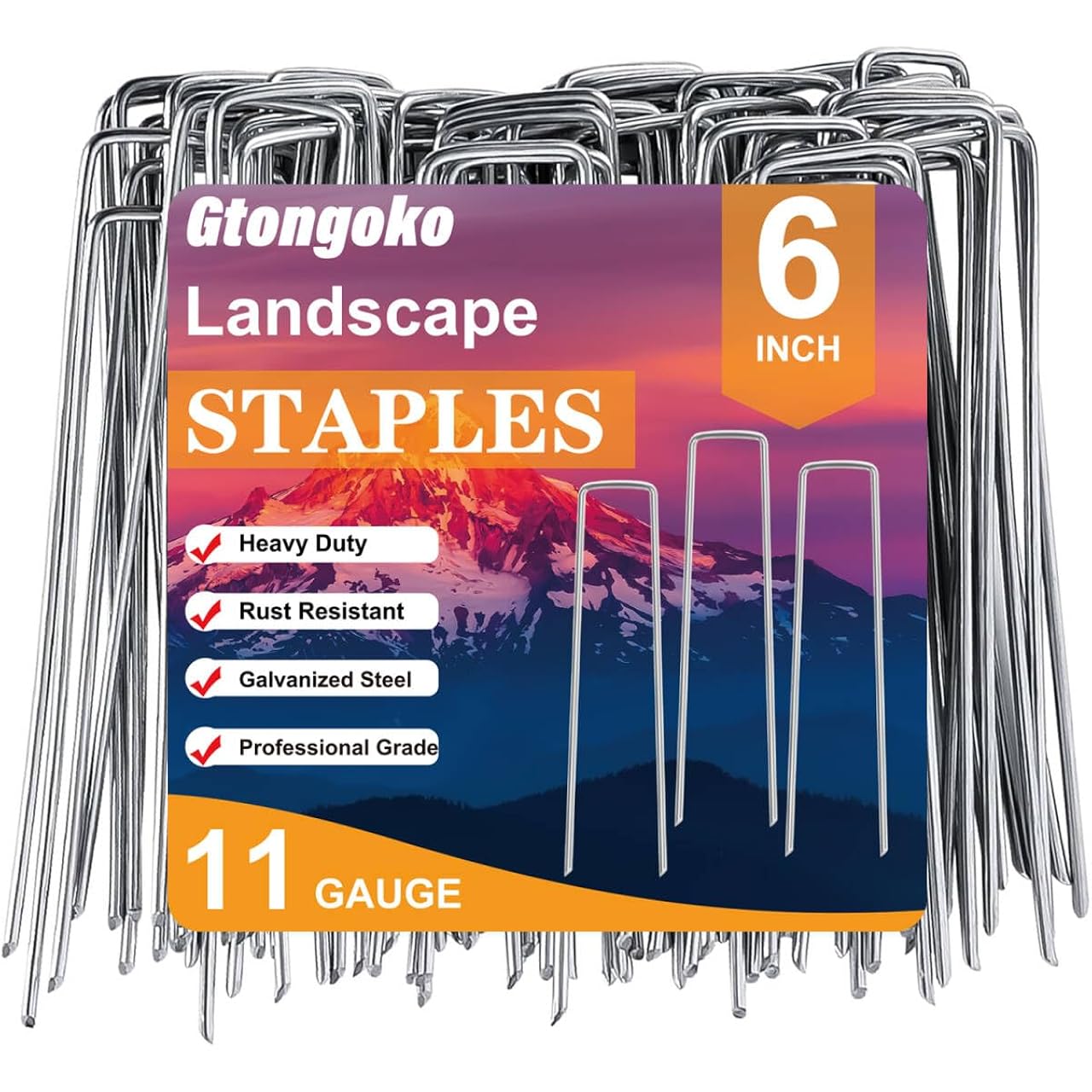 120 Pack Landscape Staples 6 Inch, 11 Gauge Heavy Duty Galvanized Garden Stakes For Weed Barrier Fabric, Ground Cover, Artificial Turf, Sod, Netting And Irrigation Hose