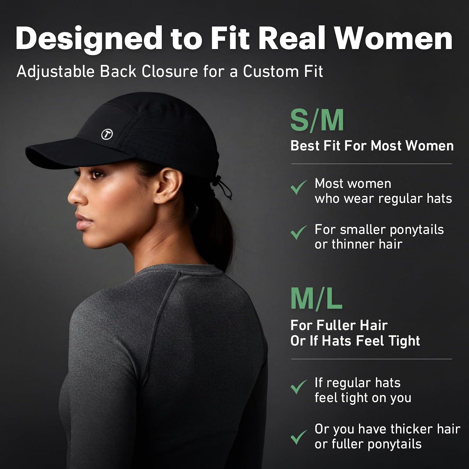 Top-Ex Chicpony™ Women’S Running Hat, Hidden Ponytail Cap, Cooling Breathable Lightweight Sports Cap, 2 Sizes