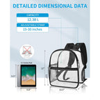 Clear Backpack Stadium Approved, 12X10.5X6 Inches Clear School Bag | 0.4Mm Thickened Pvc, Wider Shoulder Straps, Small Clear Bag For Stadium Events, School, Concert, Work, Festival