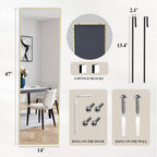 Dumos 47"X14" Full Length Door Mirror, Full Body Mirror, Gold | Aluminum Alloy Thin Frame, Leaning Or Hanging, Suitable For Bedroom, Livingroom, Cloakroom