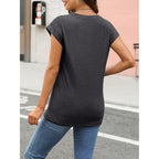 AUTOMET Womens Cap Sleeve Shirts Summer Soft Business Casual Tops for Work Tees