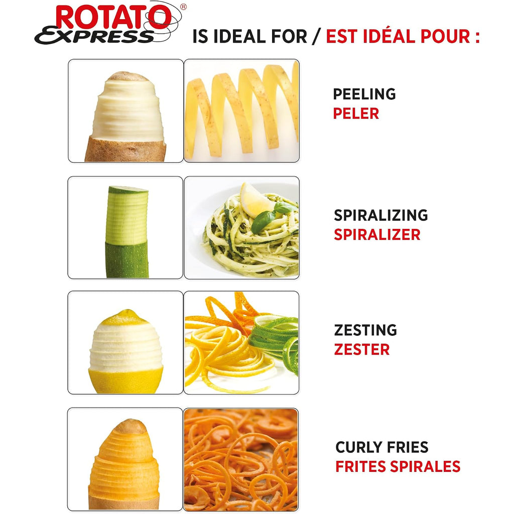 Starfrit Rotato Express Electric Peeler - 2 Spare Blades - Safe & Easy To Use - Effortlessly Peels Vegetables And Fruit