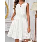 Merokeety Women'S 2026 Summer Casual Mini Sundress Beach Vacation Sleeveless V Neck Flowy A Line Dress With Pockets