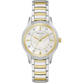 Bulova Ladies' Classic Diamond 3-Hand Quartz Stainless Steel Watch, 16 Diamonds, Mother-Of-Pearl Dial, Curved Mineral Crystal