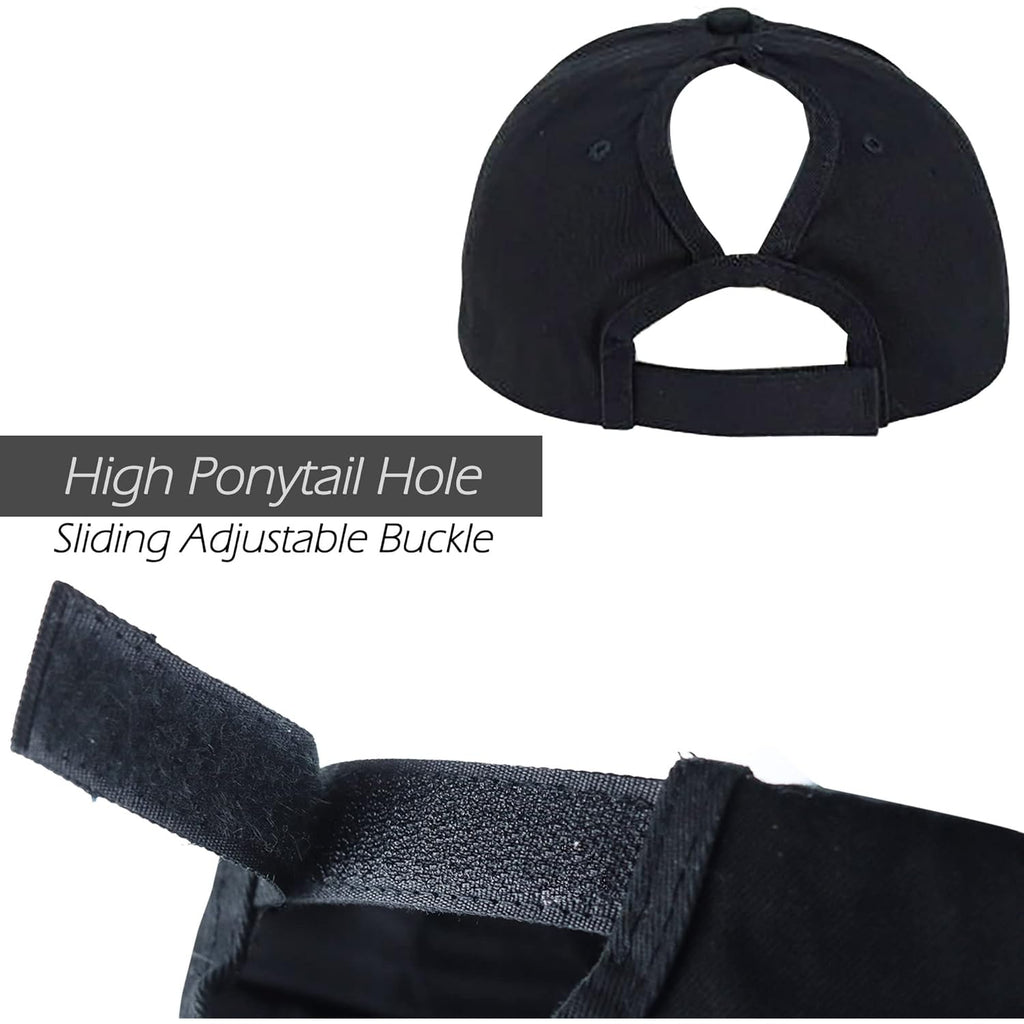 Eohak Ponytail Baseball Hat Distressed Retro Washed Womens Twill