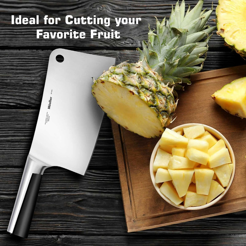 Mueller 7-Inch Meat Cleaver Butcher Knife - German High Carbon Steel, Laser-Tested Razor-Sharp Blade, Heavy Duty Bone Chopper for Meat & Vegetables, Home & Restaurant, Gift for Him