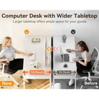 Odk Computer Desk With 6 Drawers, 40 Inch Small Desk With Storage, Reversible Desk For Home Office, Work Study Table For Bedroom, White