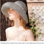 Kettle Brim Sun Hats for Women Lanai Hat Floppy Packable SPF UPF 50 UV Protection Beach Vacation Hat Striped